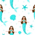 Seamless pattern Mermaid vector illustration Royalty Free Stock Photo